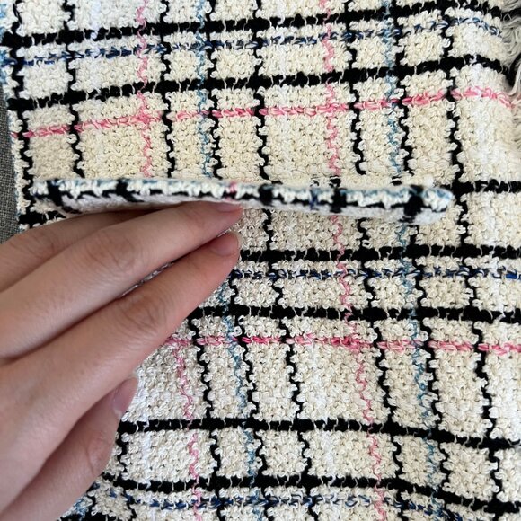 Maje Rianey Checked Cotton-Blend Tweed Mini Dress in Ecru - Picture 5 of 14